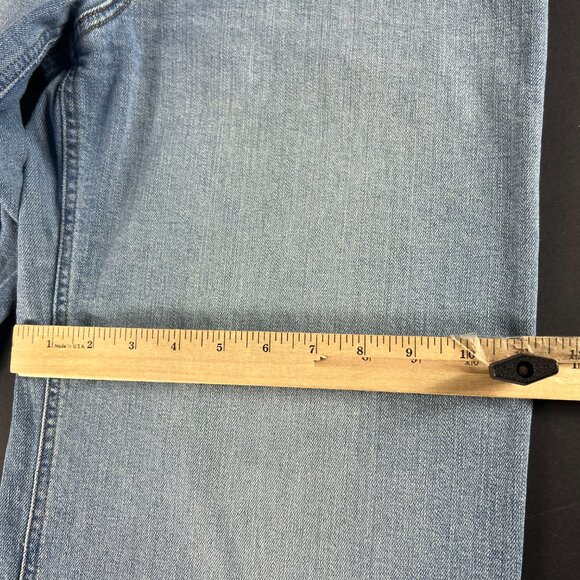 Zara Jean Women 32x27* High Rise Wide Leg Blue Faded Raw Bottom Hem Denim Tag 12 - Picture 13 of 16